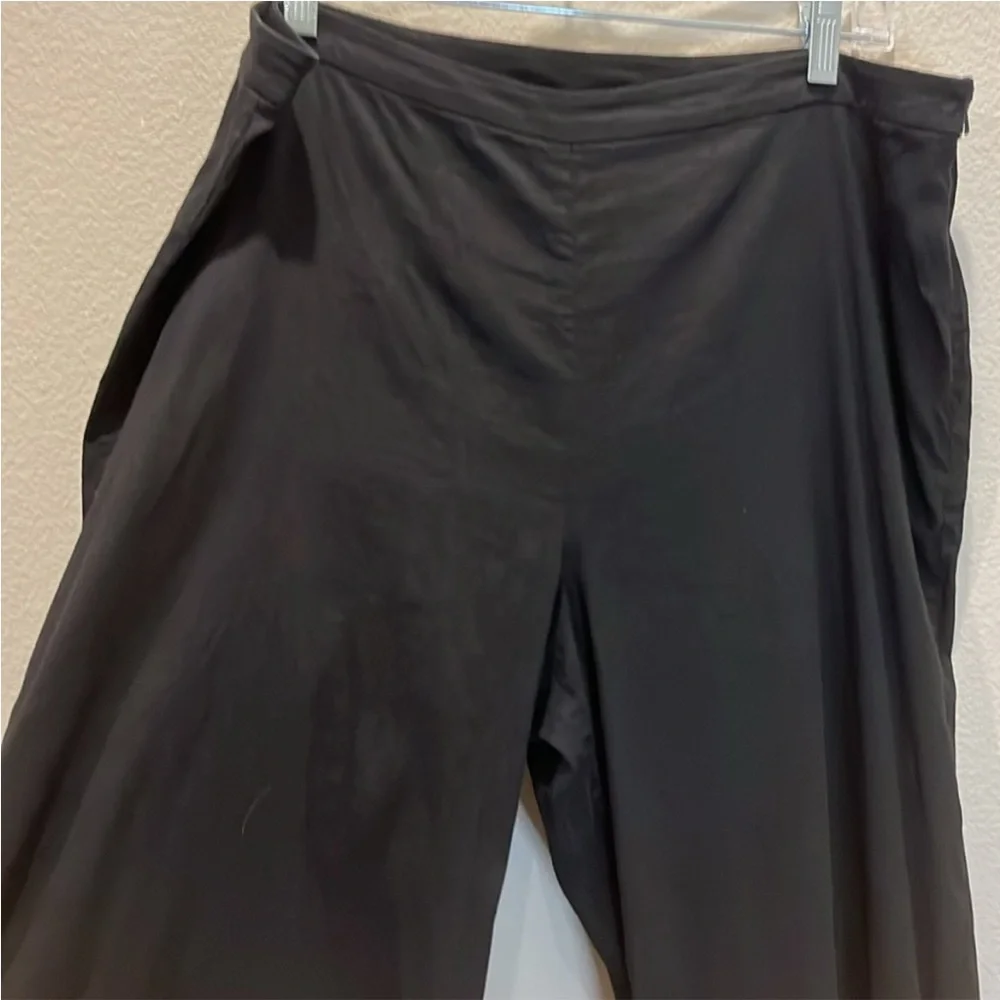 Eileen Fisher Linen Black Straight Leg Pants - Picture 3 of 11